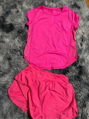 Hot Pink Athletic Top and Skirt Set